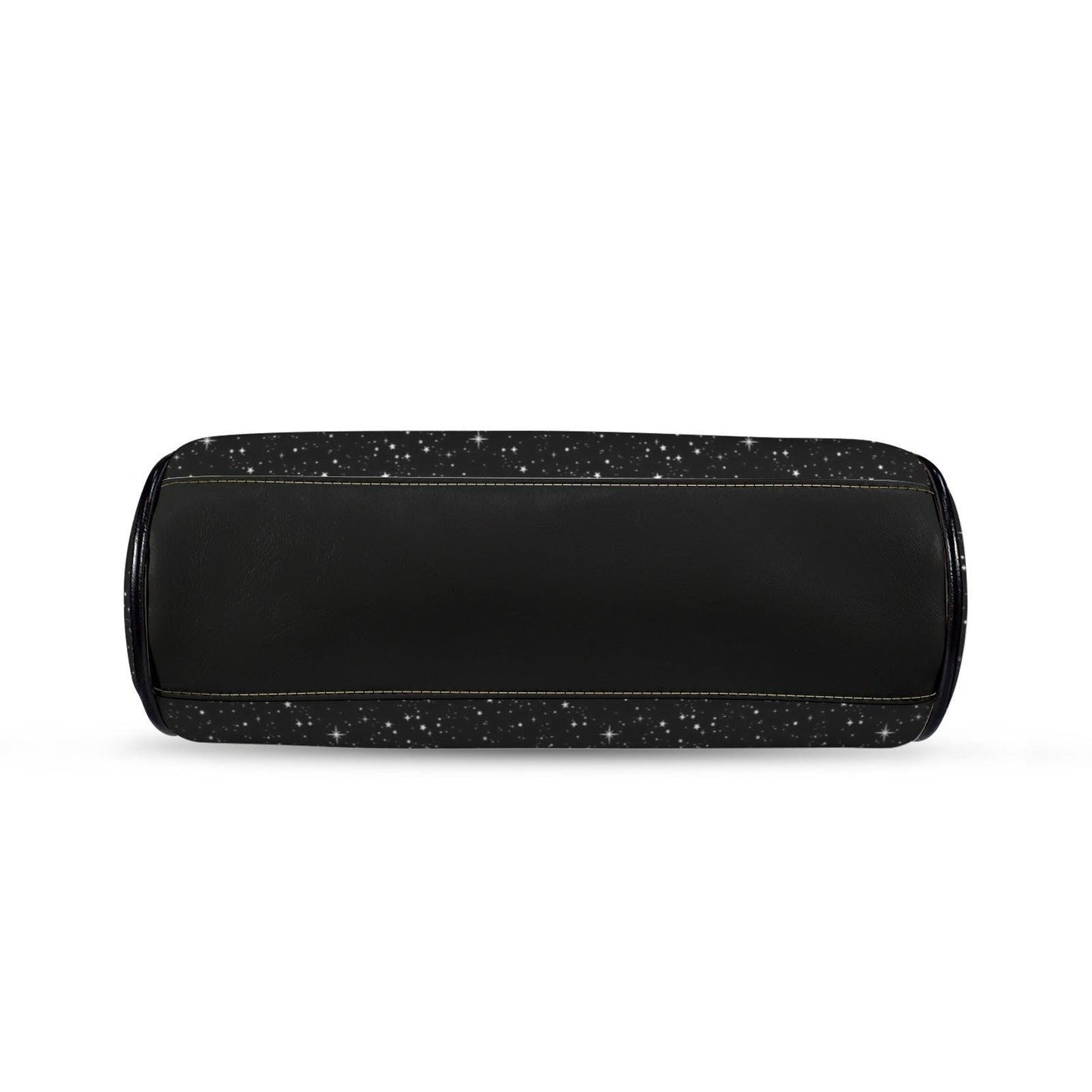 Black Starry Night Print Kiss Lock Handbag with Crossbody Strap
