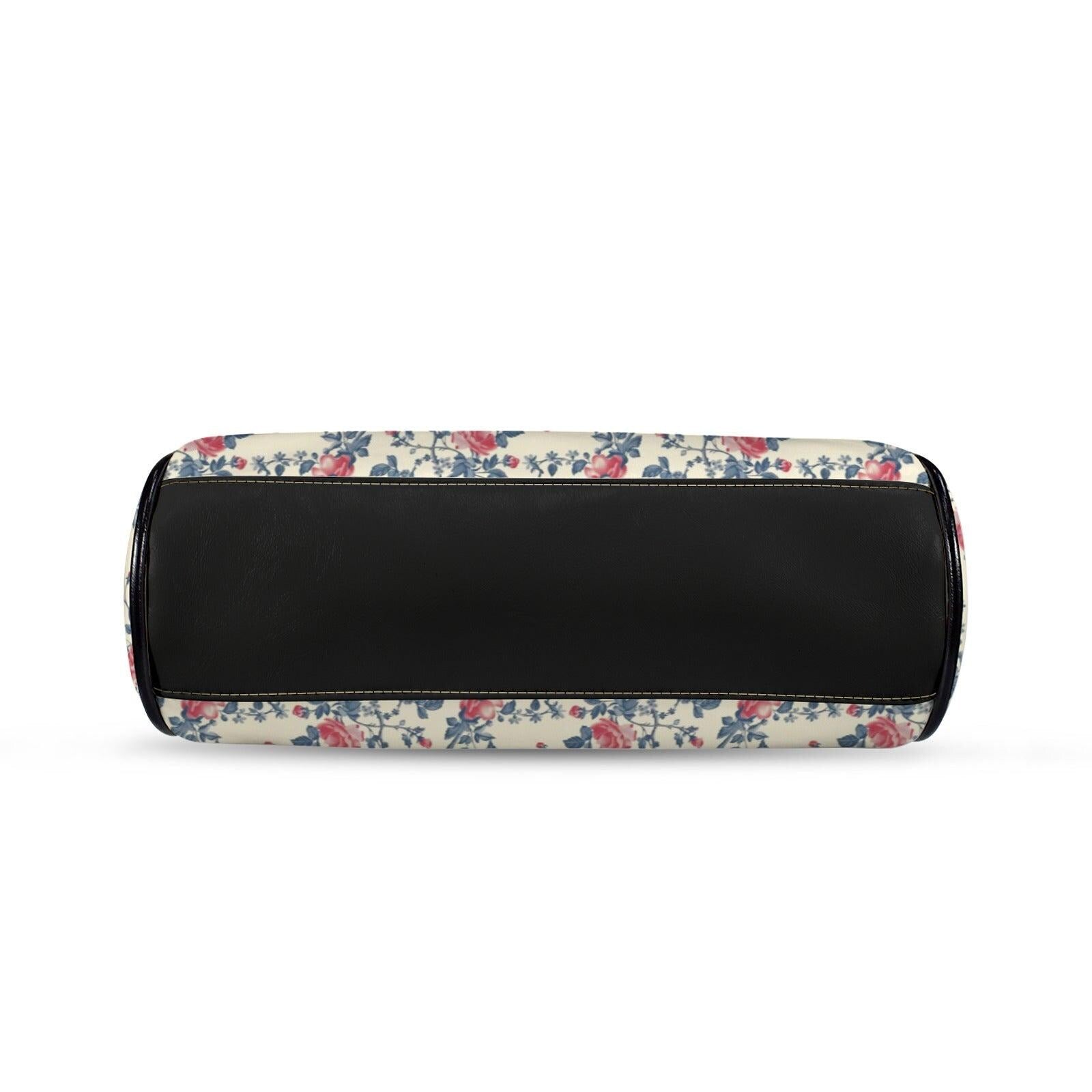 Floral Bird Print Kisslock Bag, Vintage Ditsy Shoulder Purse, Top Handle Bag