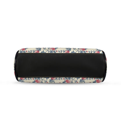 Floral Bird Print Kisslock Bag, Vintage Ditsy Shoulder Purse, Top Handle Bag