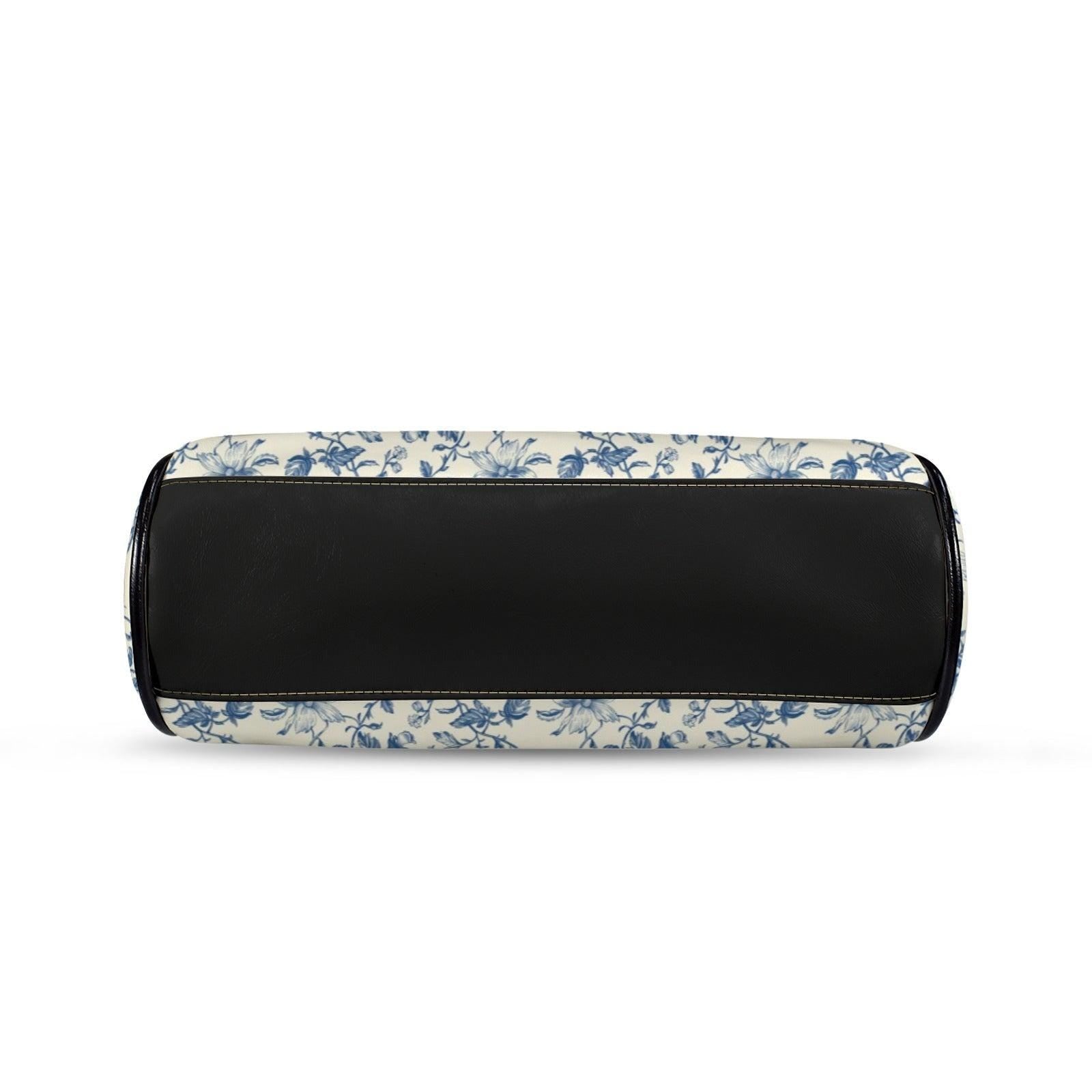 Blue Toile Handbag, Chinoiserie Floral Kiss Lock Purse, Detachable Strap Bag