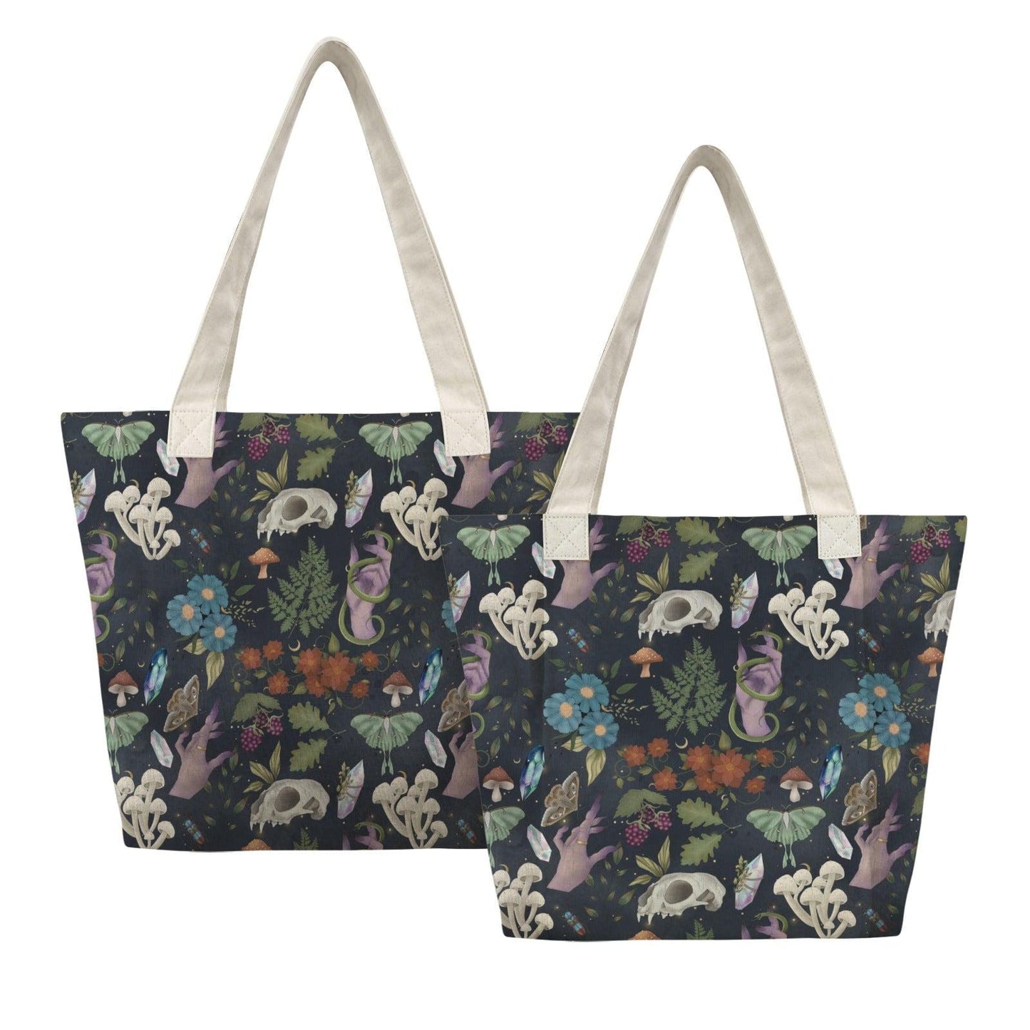 Witchy Skull, Purple Snake and Mushroom Yoga Mat Tote