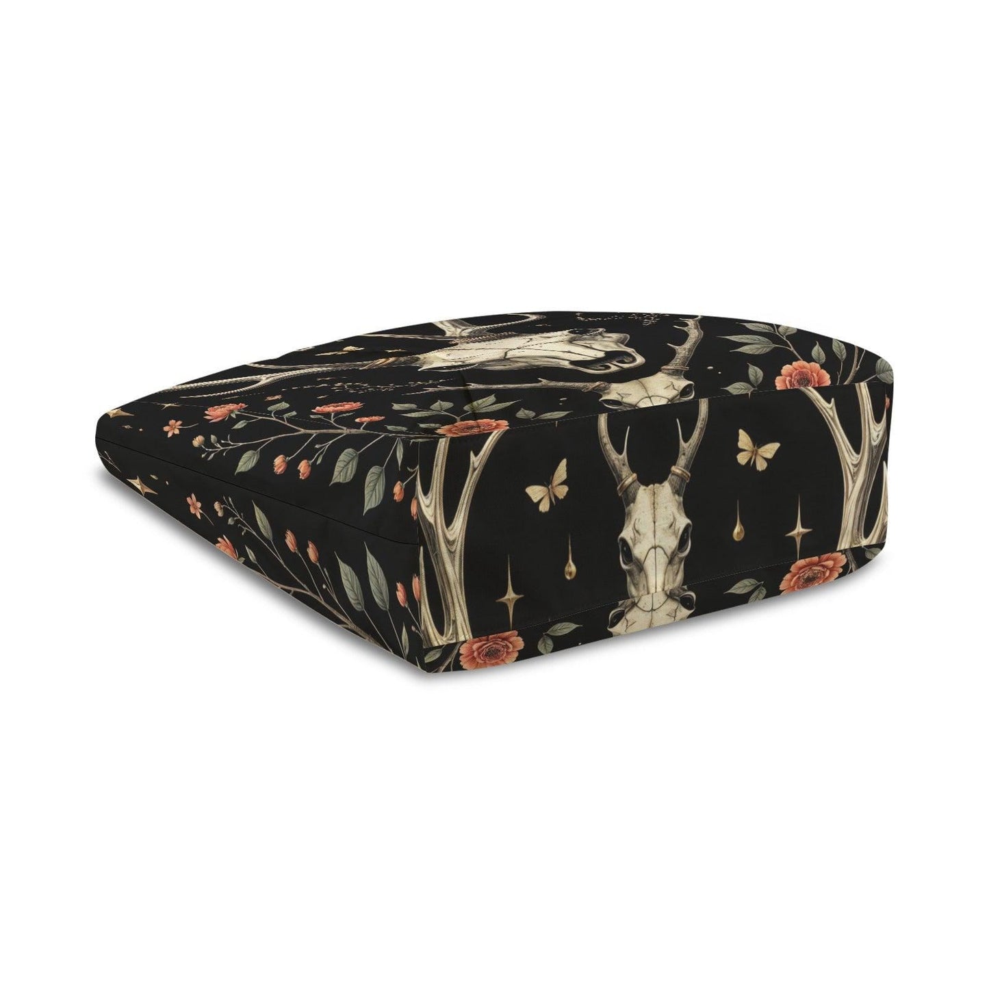 Witchy Yoga Mat Tote Bag, Cattle Skull Floral Gym Bag, Gothic Pilates Carrier