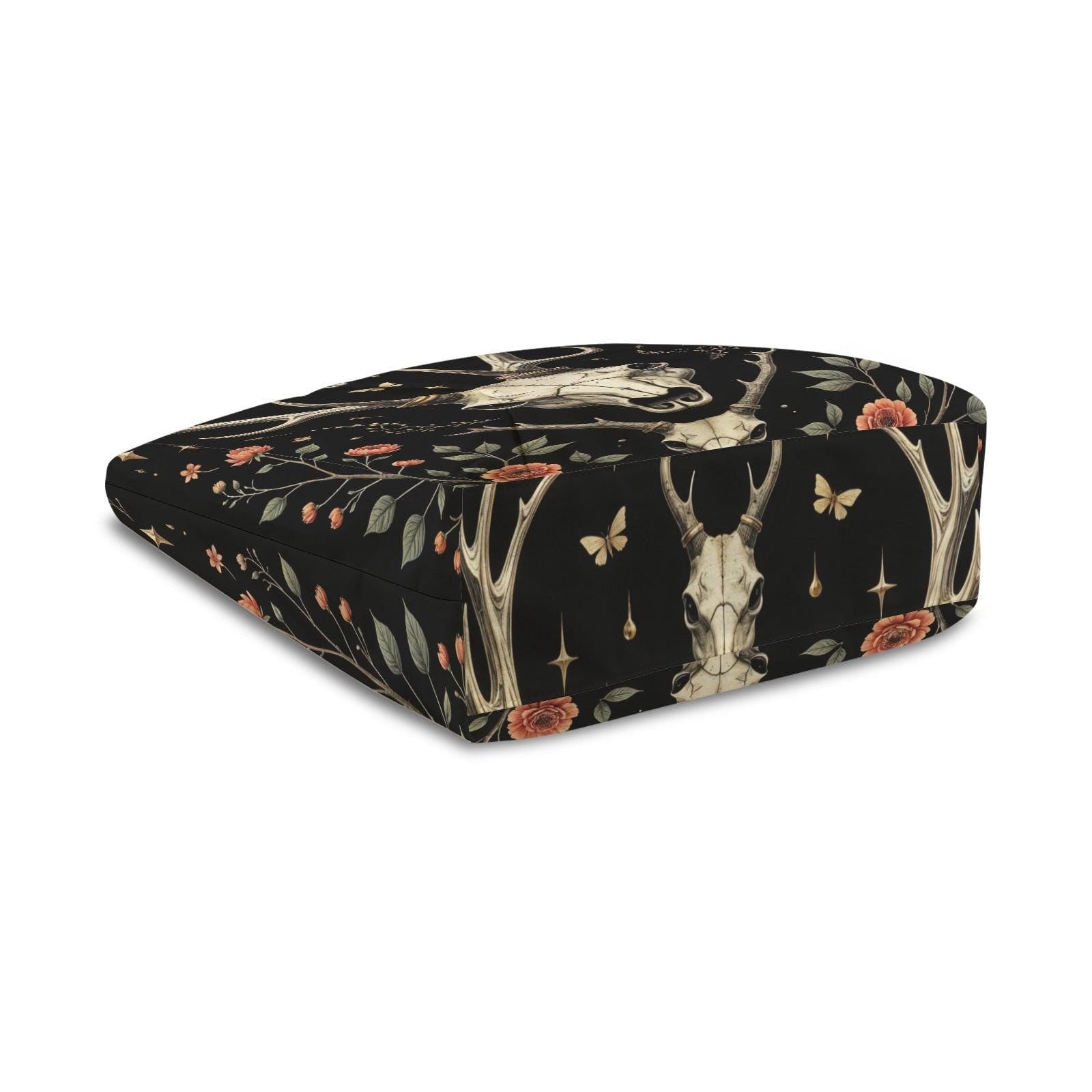 Witchy Yoga Mat Tote Bag, Cattle Skull Floral Gym Bag, Gothic Pilates Carrier