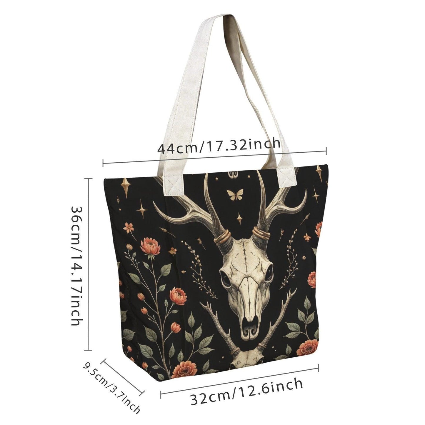 Witchy Yoga Mat Tote Bag, Cattle Skull Floral Gym Bag, Gothic Pilates Carrier