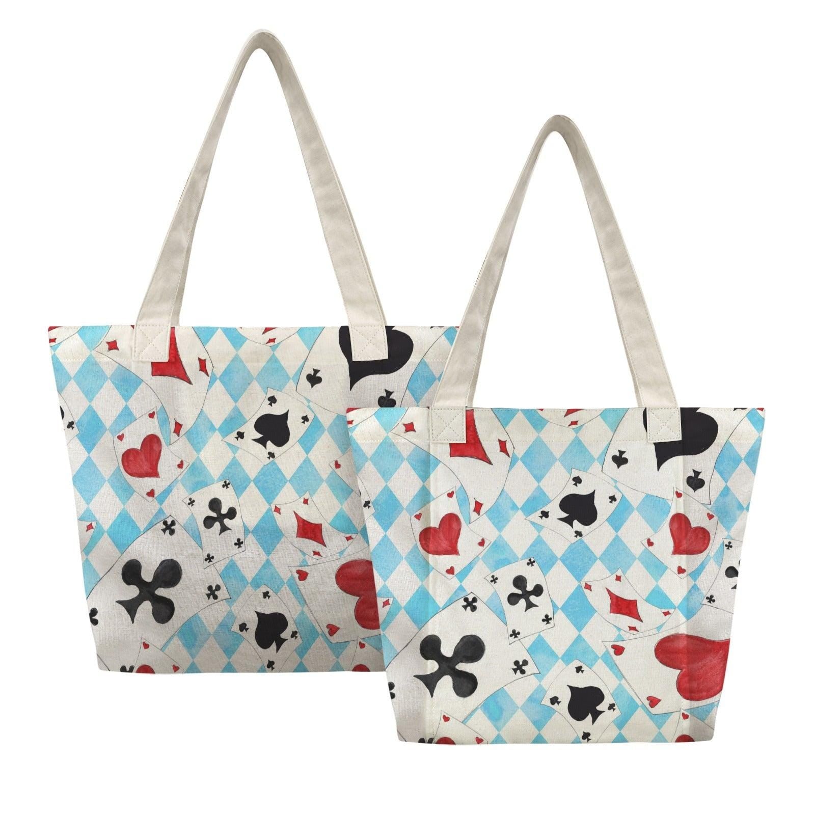 Alice Playing Card Yoga Tote Bag, Blue Harlequin Mat Holder Carryall