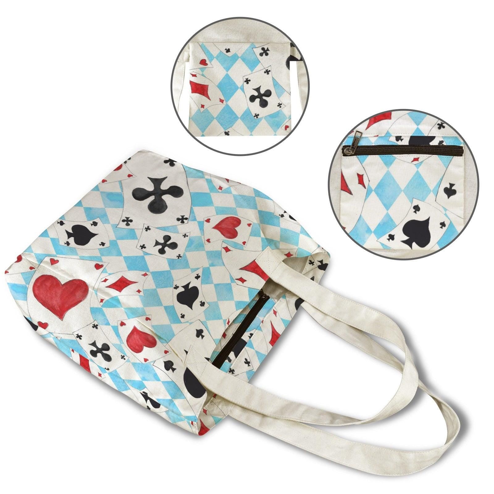 Alice Playing Card Yoga Tote Bag, Blue Harlequin Mat Holder Carryall
