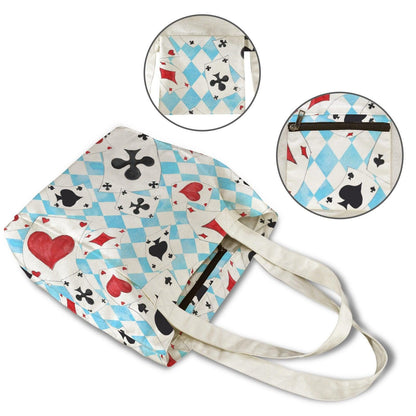 Alice Playing Card Yoga Tote Bag, Blue Harlequin Mat Holder Carryall