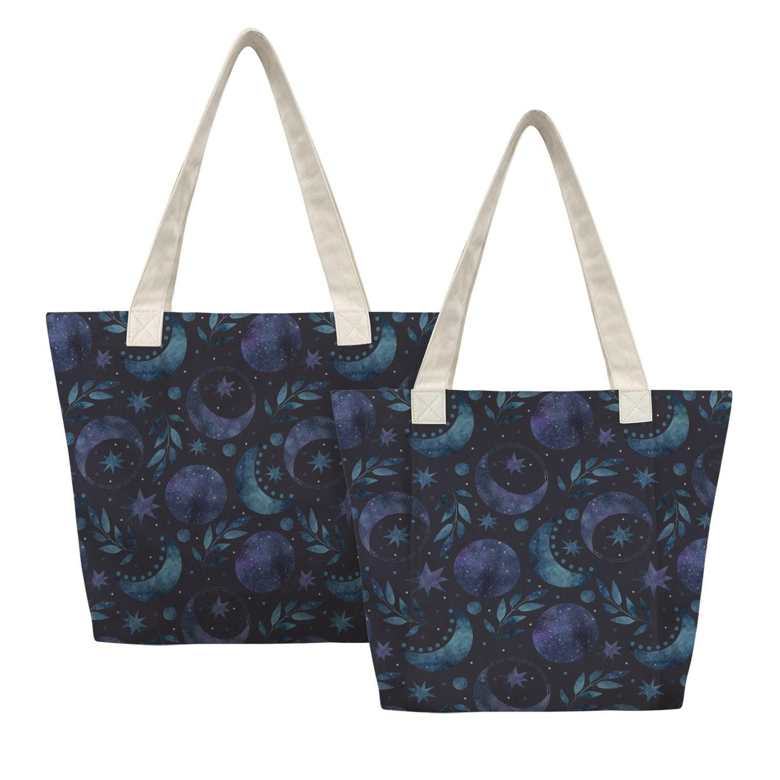 Moon Phase Yoga Mat Bag, Celestial Watercolor Tote with Mat Holder