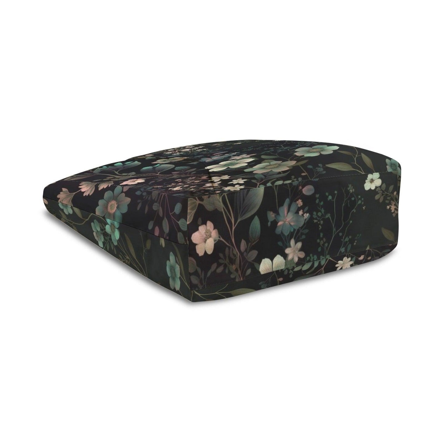 Dark Botanical Moth Print Yoga Tote Bag with Blue Mat Pockets