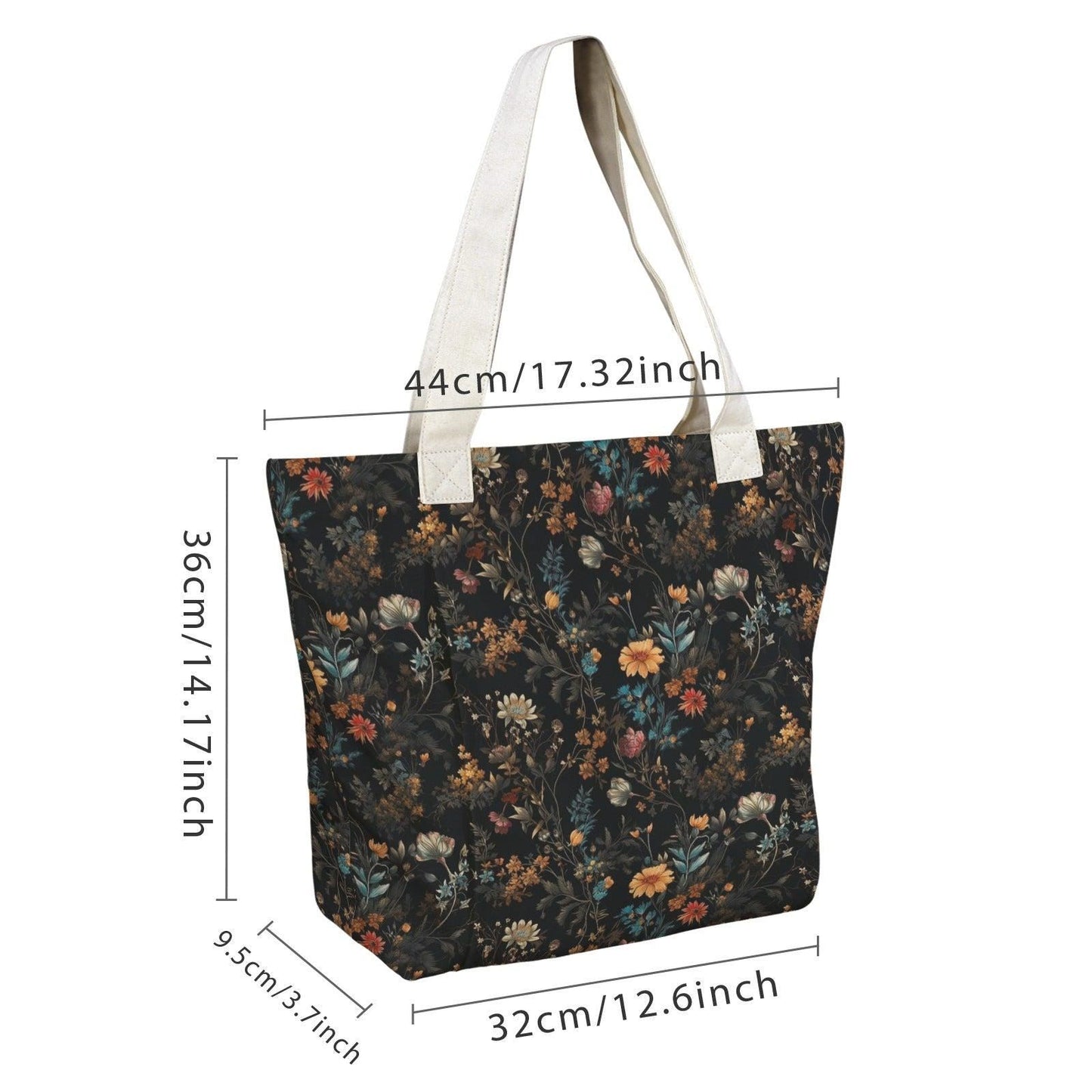 Dark Floral Yoga Mat Bag, Moody Wildflower Botanical Tote Carrier