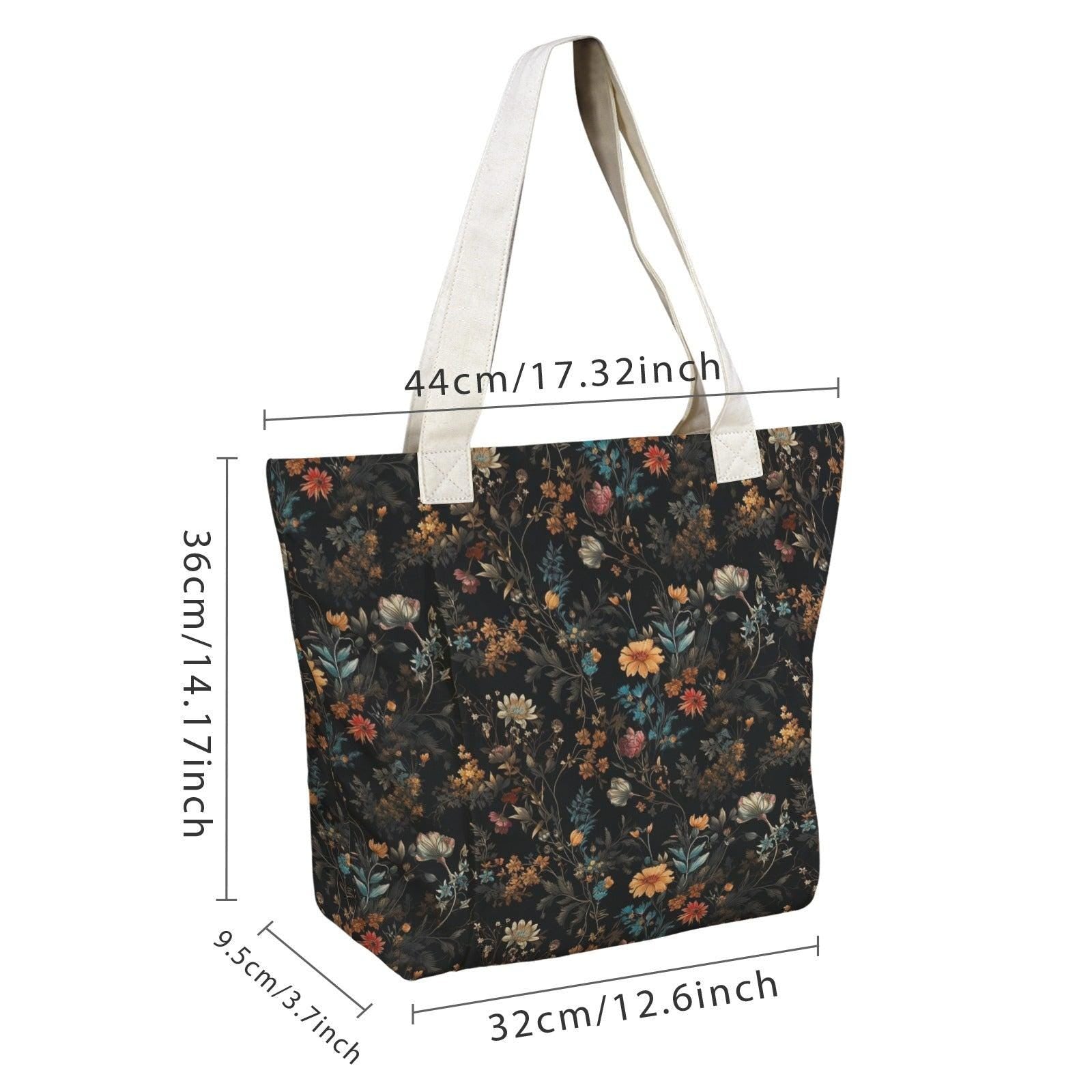 Dark Floral Yoga Mat Bag, Moody Wildflower Botanical Tote Carrier