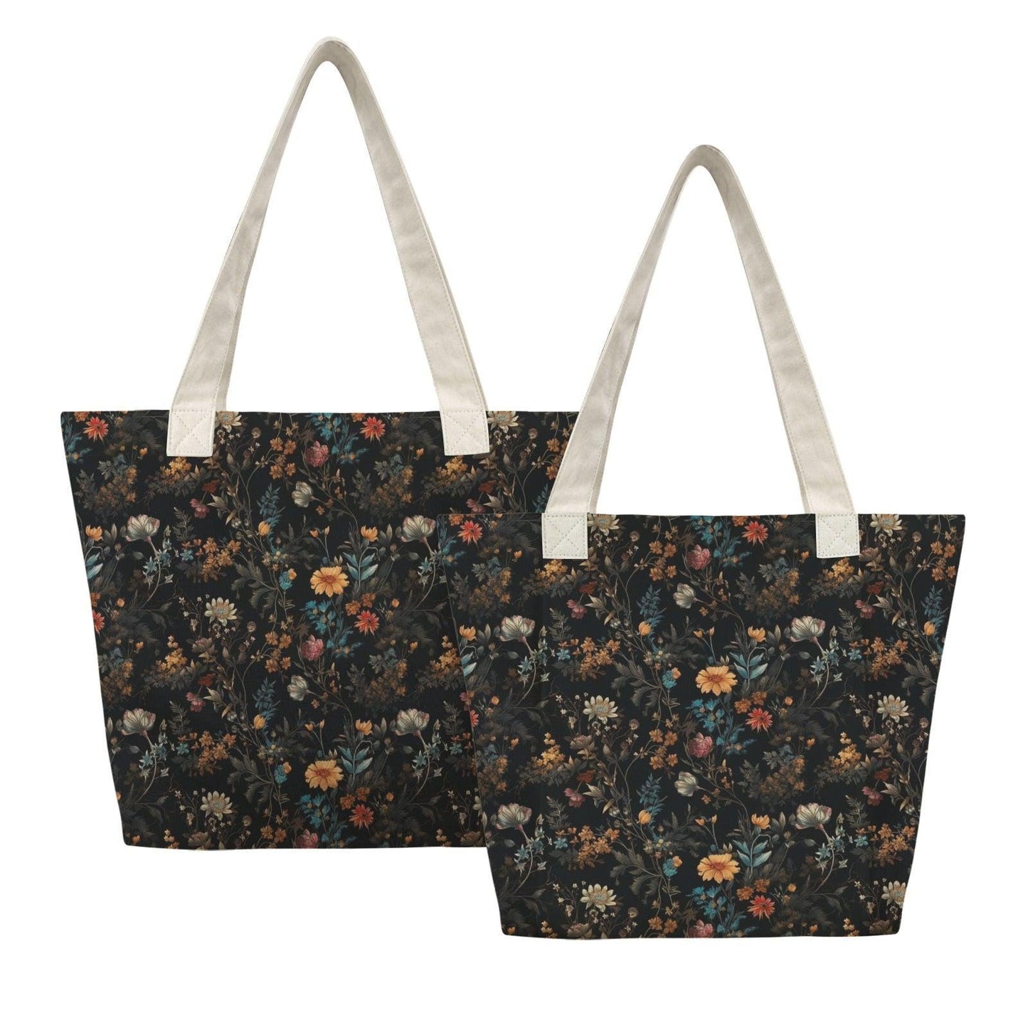 Dark Floral Yoga Mat Bag, Moody Wildflower Botanical Tote Carrier