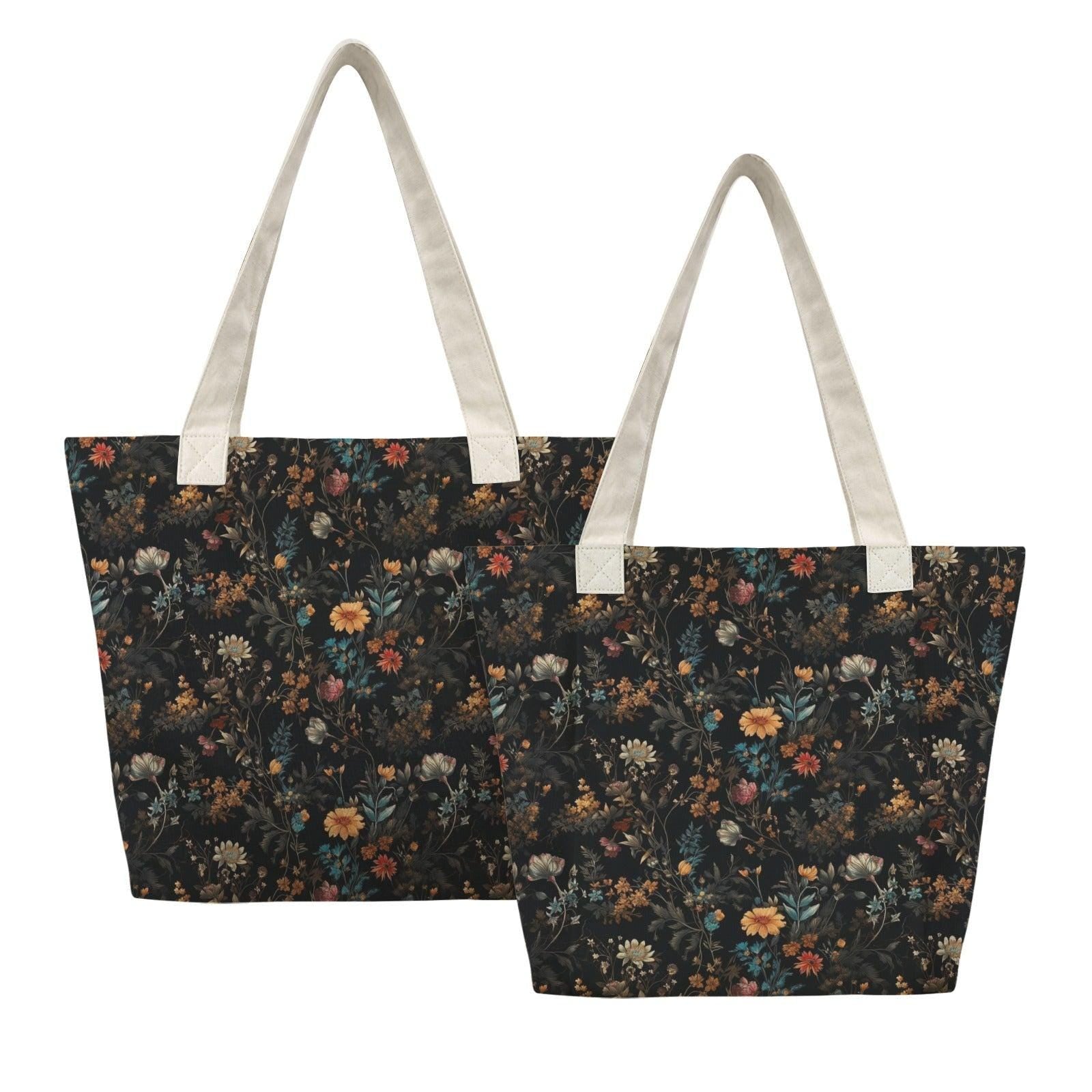 Dark Floral Yoga Mat Bag, Moody Wildflower Botanical Tote Carrier