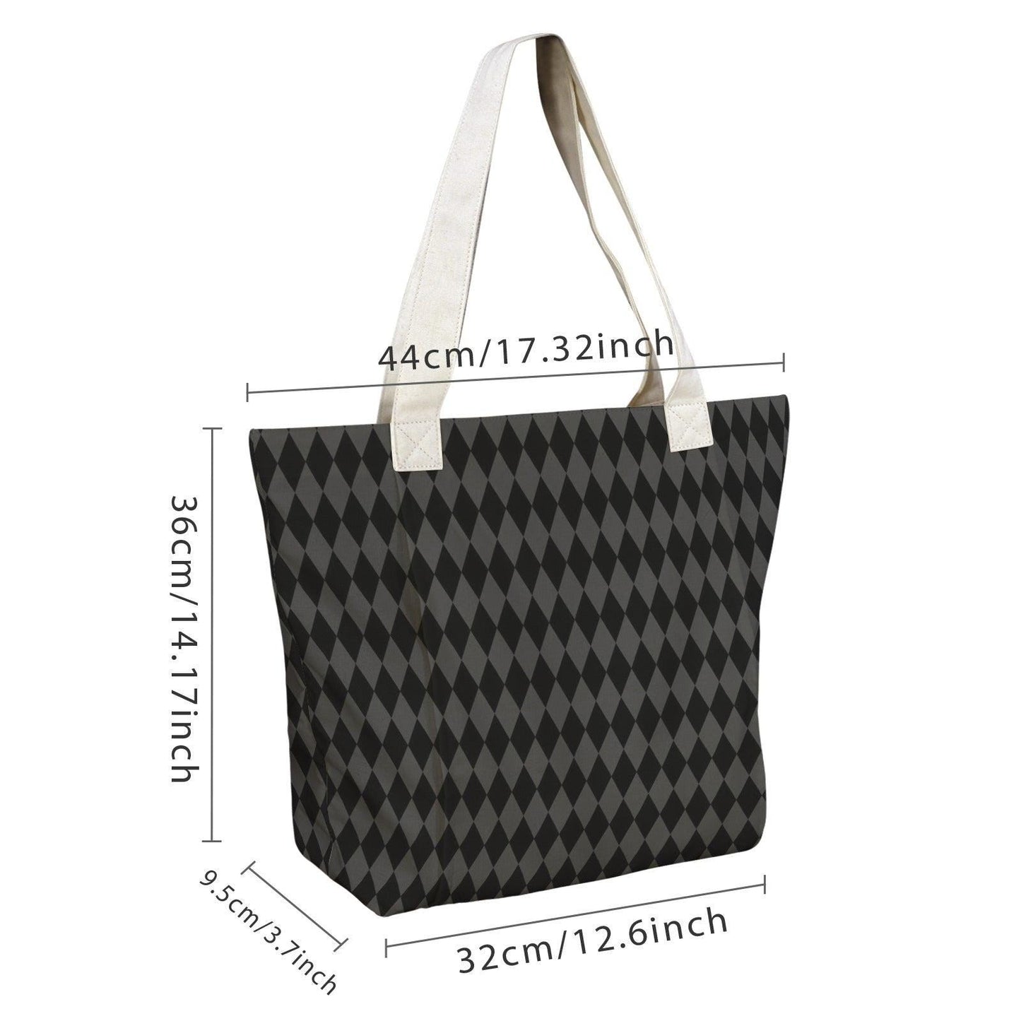 Harlequin Yoga Mat Bag, Black Diamond Print Tote with Mat Holder