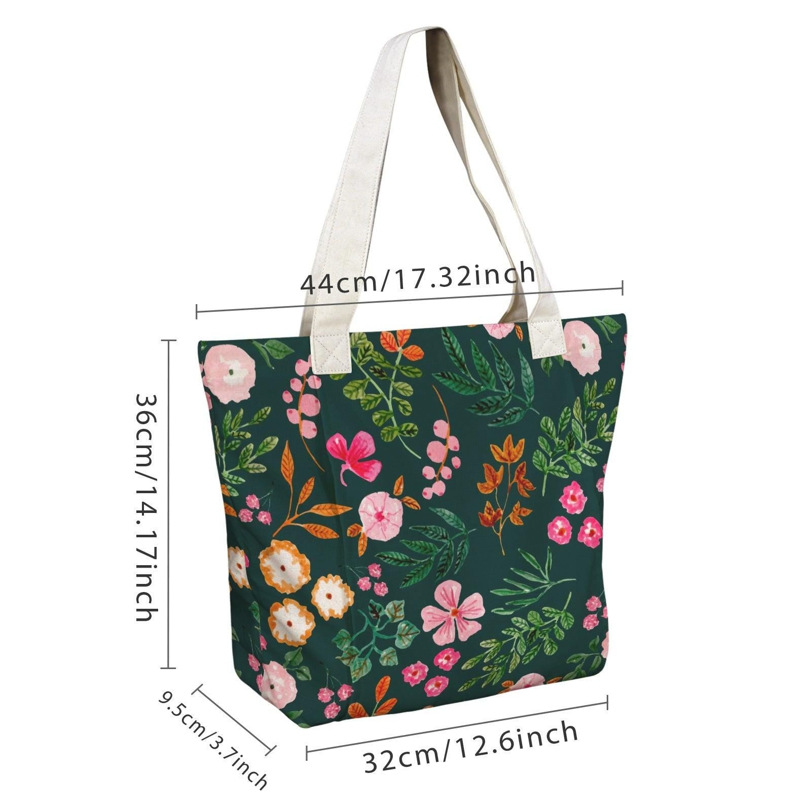Wildflower Yoga Mat Tote Bag, Dark Green Floral Gym Carrier, Cottagecore Pilates Tote
