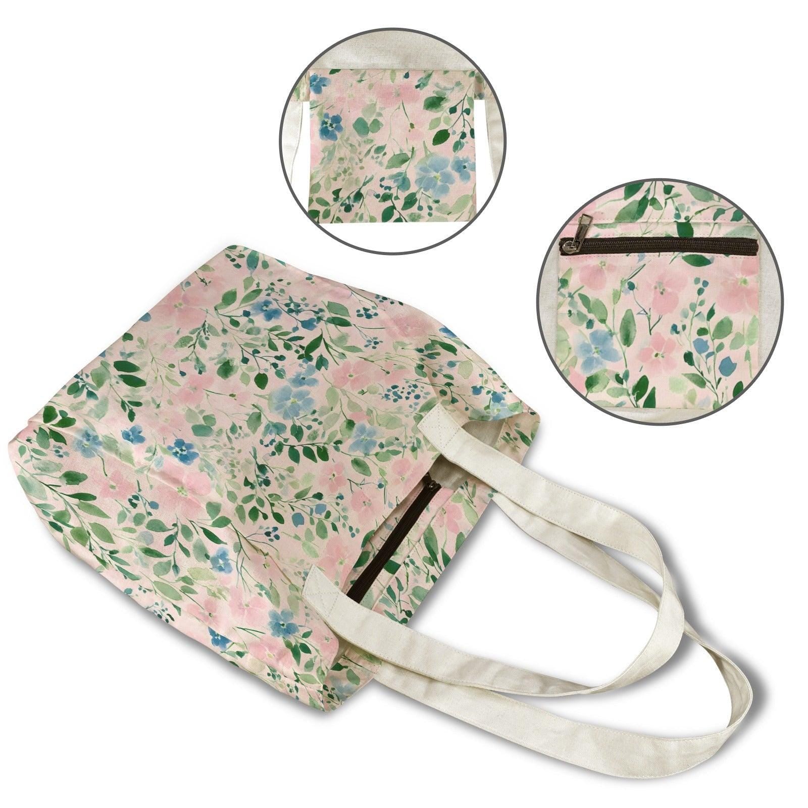 Floral Yoga Bag, Watercolor Flowers Tote with Mat Sleeve, Meditation Gym Bag