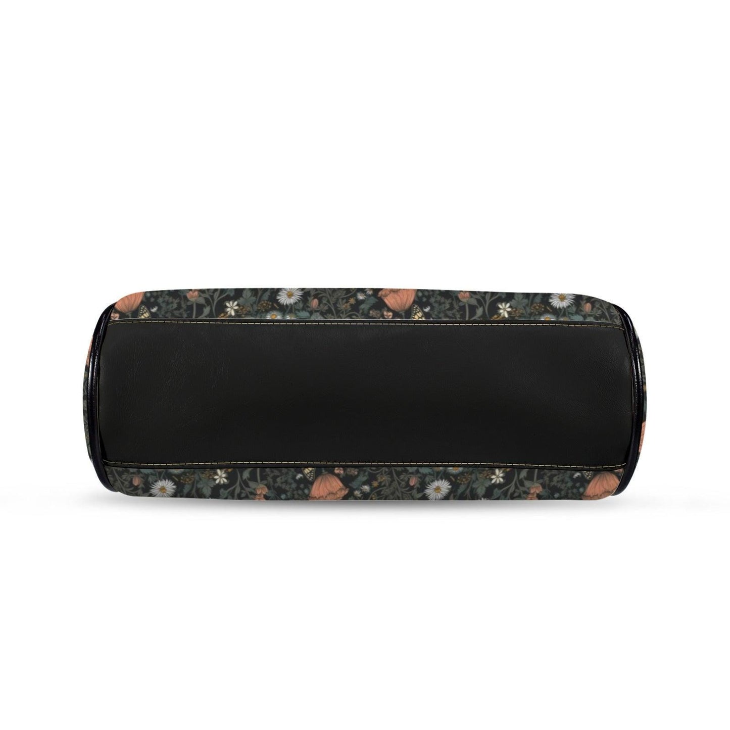 Dark Wildflower Butterfly Kiss-Lock PU Leather Crossbody Bag