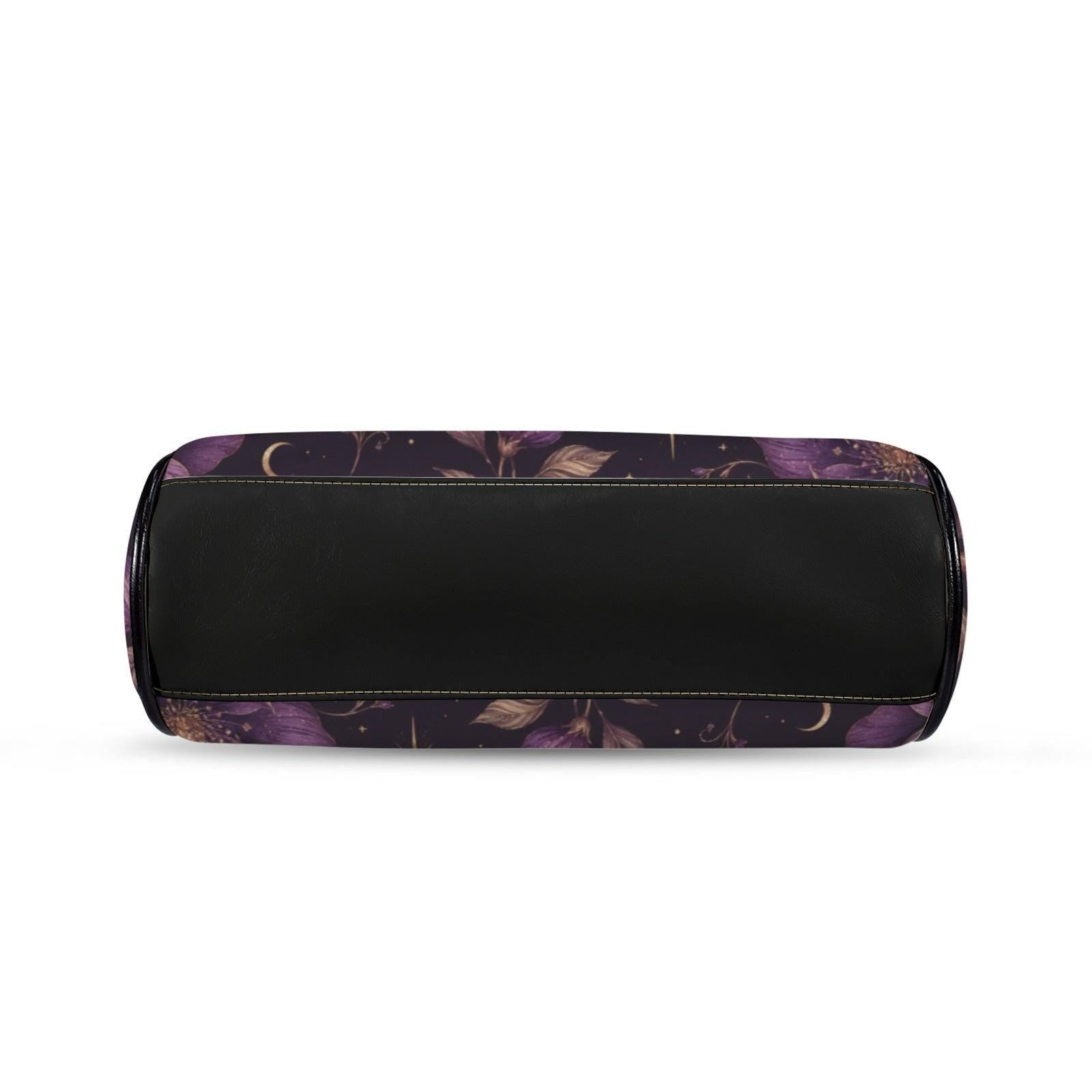 Whimsigoth Purple Moth Moon Floral Kiss Lock Handbag, Celestial Crossbody Bag