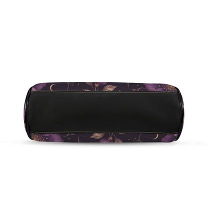 Whimsigoth Purple Moth Moon Floral Kiss Lock Handbag, Celestial Crossbody Bag