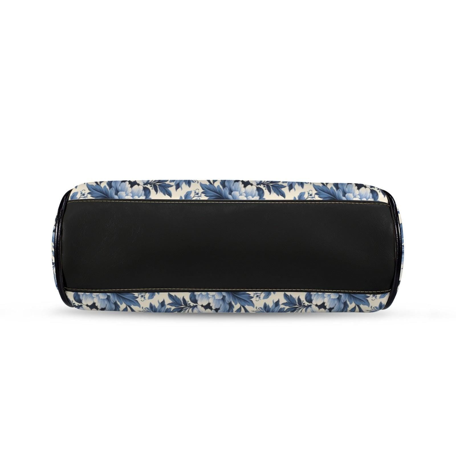 Blue Peony Chinoiserie Kiss-Lock PU Leather Crossbody Bag