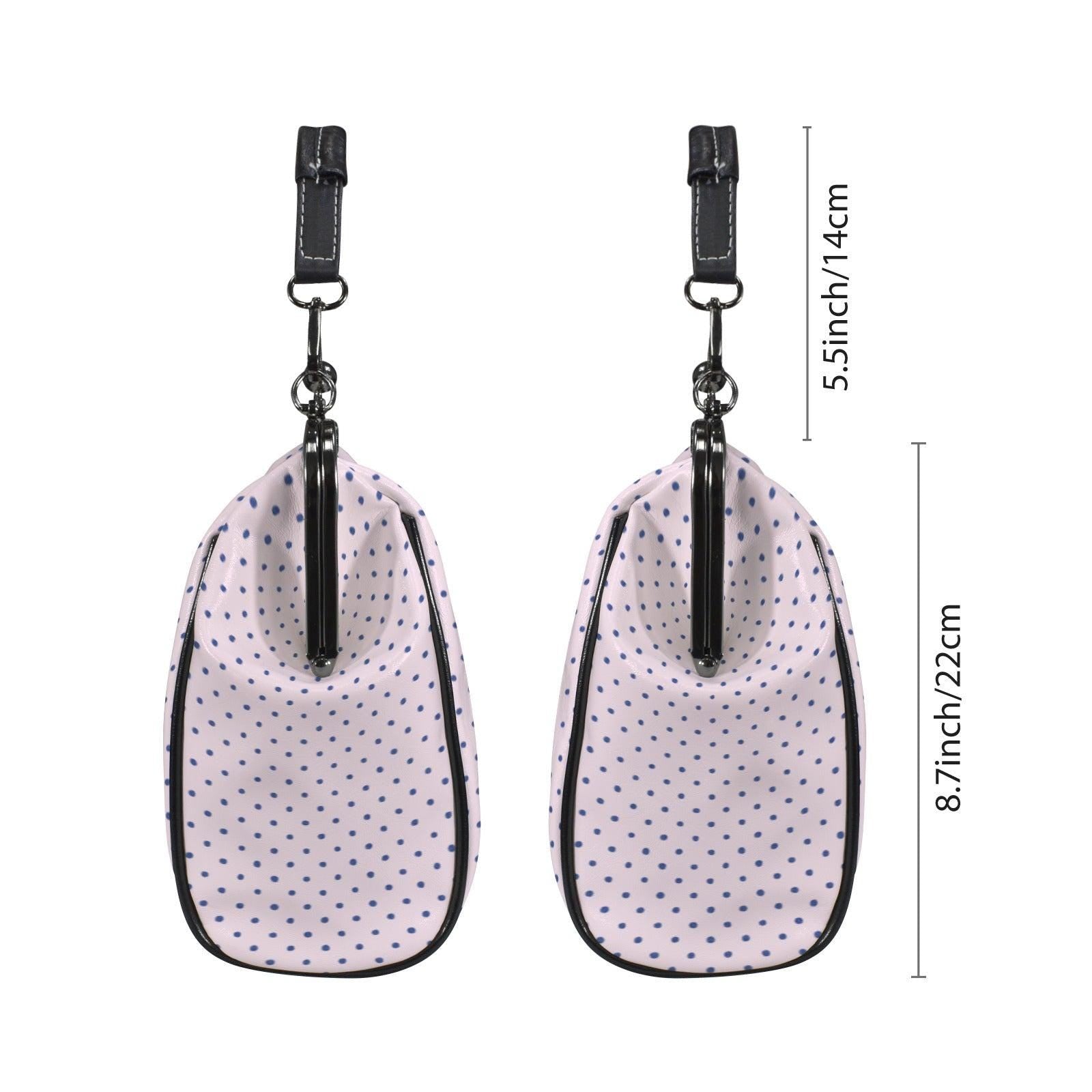 Pink Polka Dot Kiss Lock Handbag, Retro Vintage Style Crossbody Bag