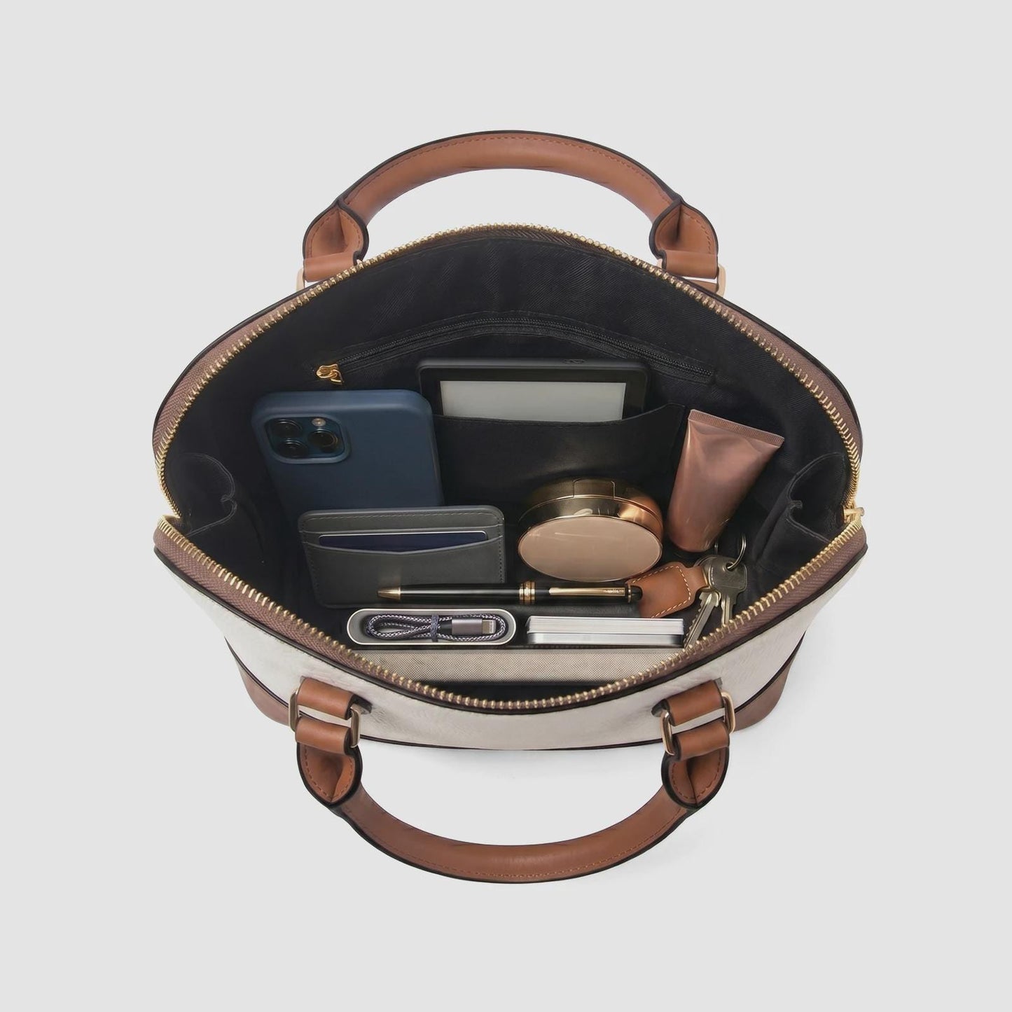 1452. Classic PU Leather Dome Handbag