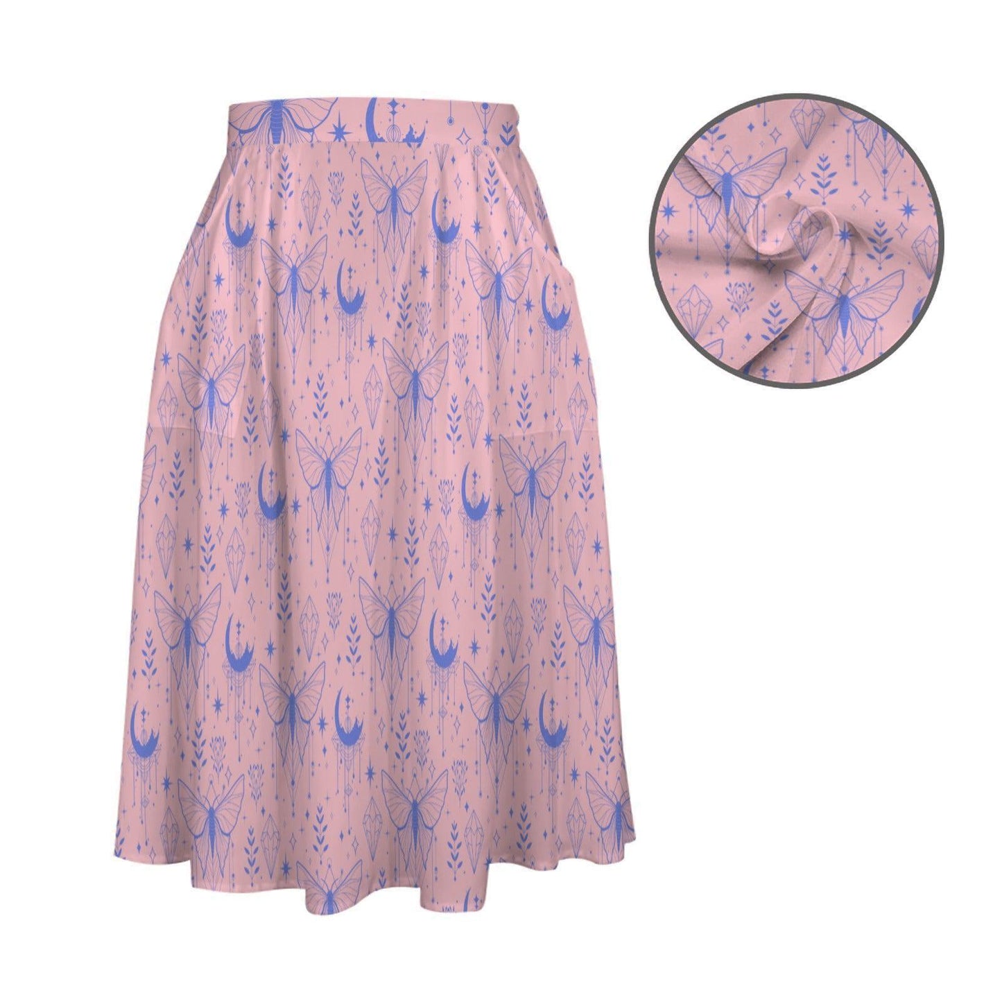Fairycore Celestial Butterfly Maxi Skirt, Flowy Purple Moon Print Summer Festival