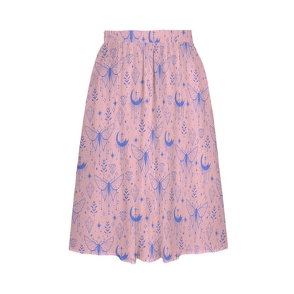 Fairycore Celestial Butterfly Maxi Skirt, Flowy Purple Moon Print Summer Festival