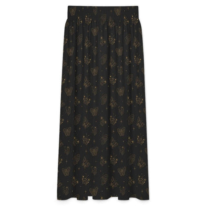 Black Butterfly Maxi Skirt, Celestial Star Print, Witchy Festival Style, Flowy High Waist
