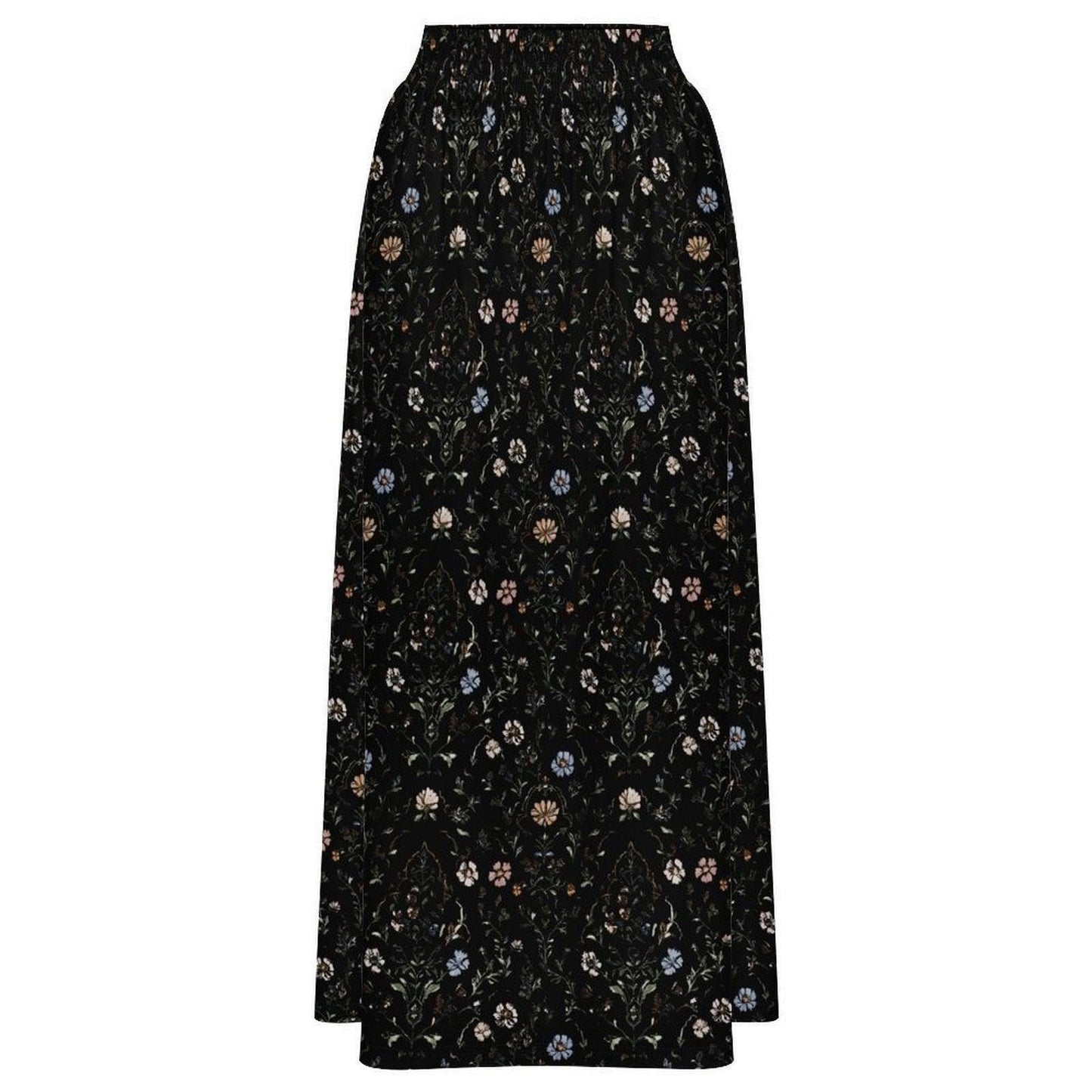 Gothic Floral Maxi Skirt, Moody Garden Print, Dark Cottagecore A-Line