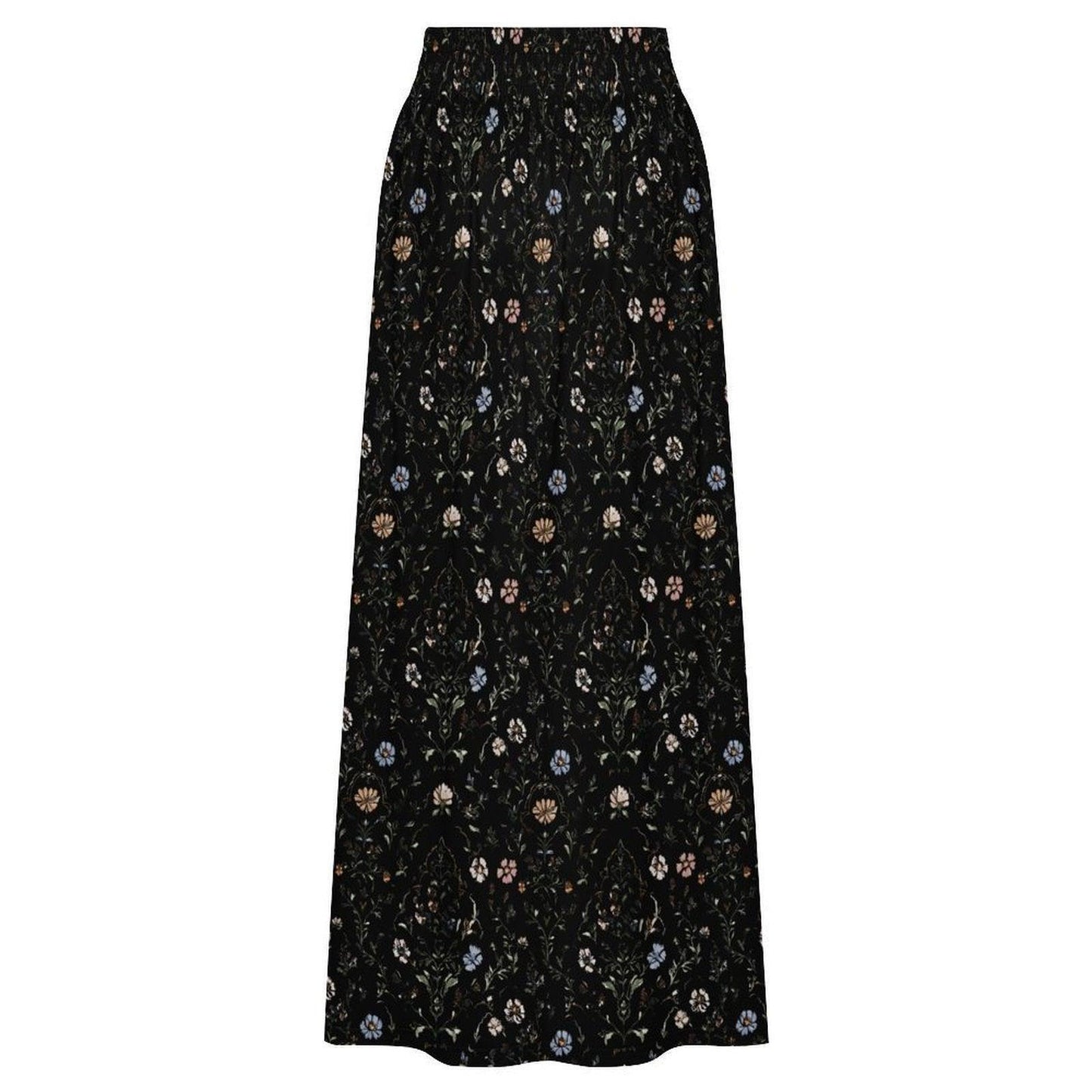 Gothic Floral Maxi Skirt, Moody Garden Print, Dark Cottagecore A-Line