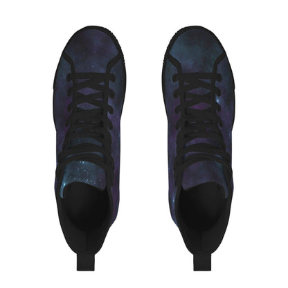 Galaxy High Top Sneakers, Blue Purple Nebula Canvas Shoes, Astronomy Lover Kicks