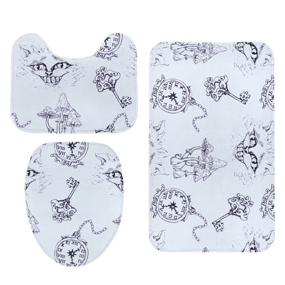 Alice in Wonderland Bathroom Rug Set, Clock and Key Storybook Bath Mats