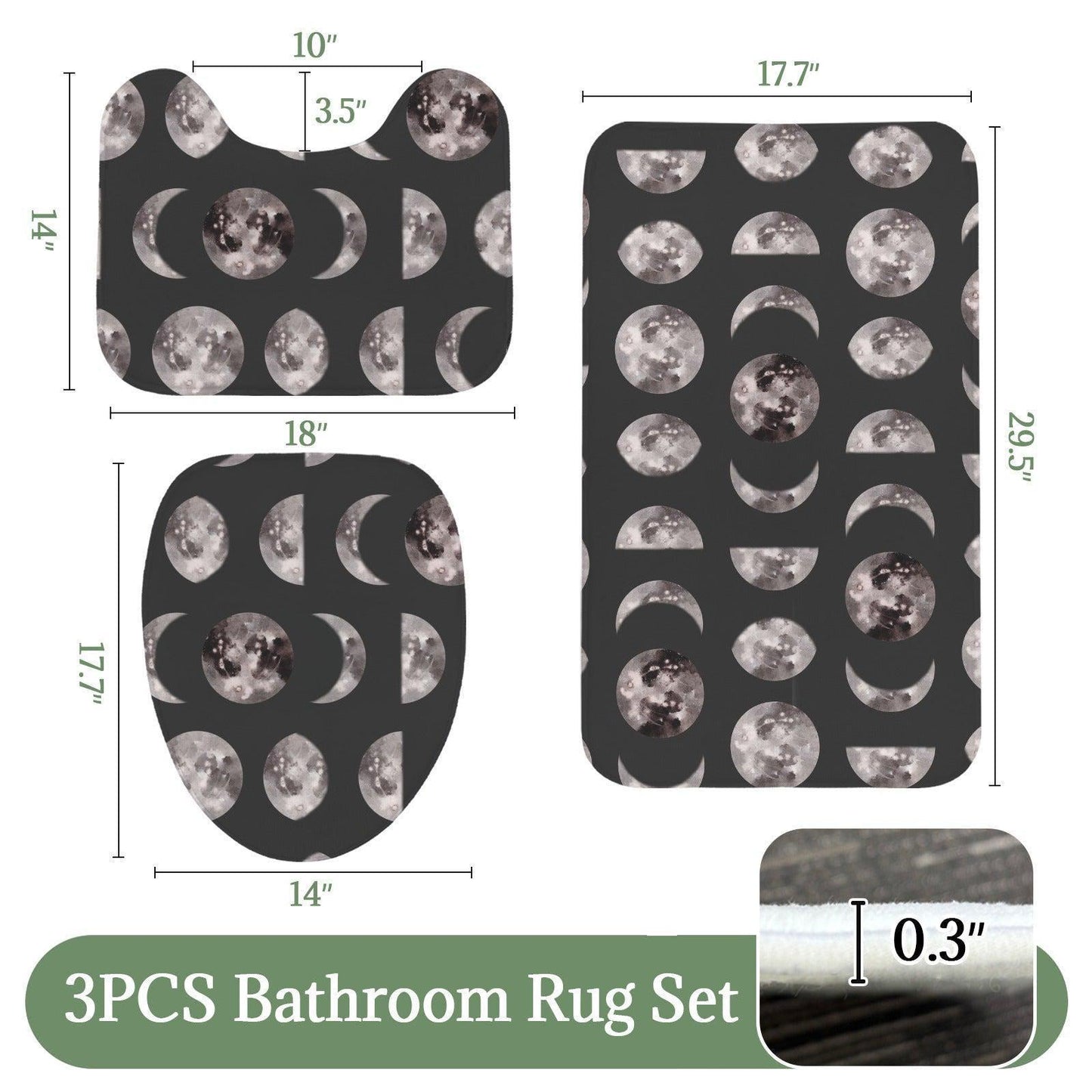 Moon Phase 3-Piece Bathroom Rug Set