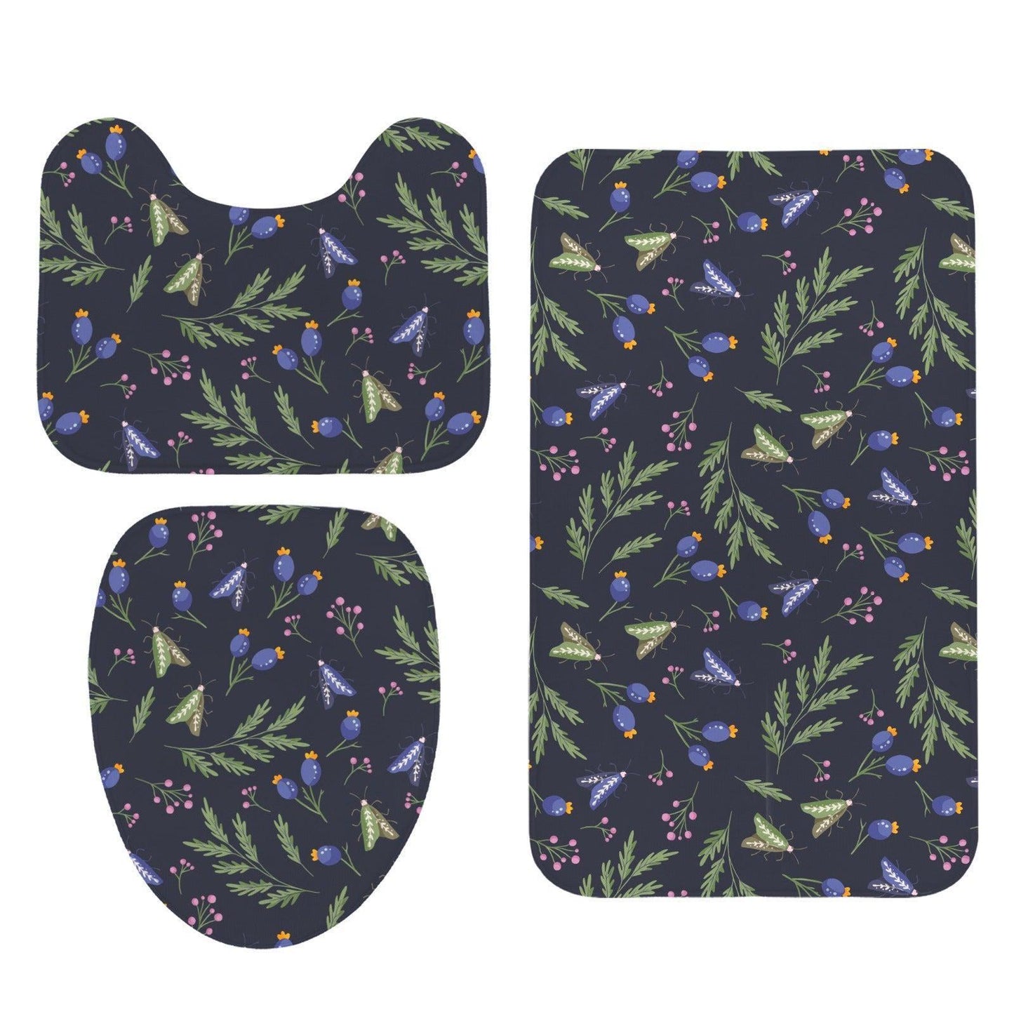 Woodland Moth 3-Piece Bathroom Rug Set