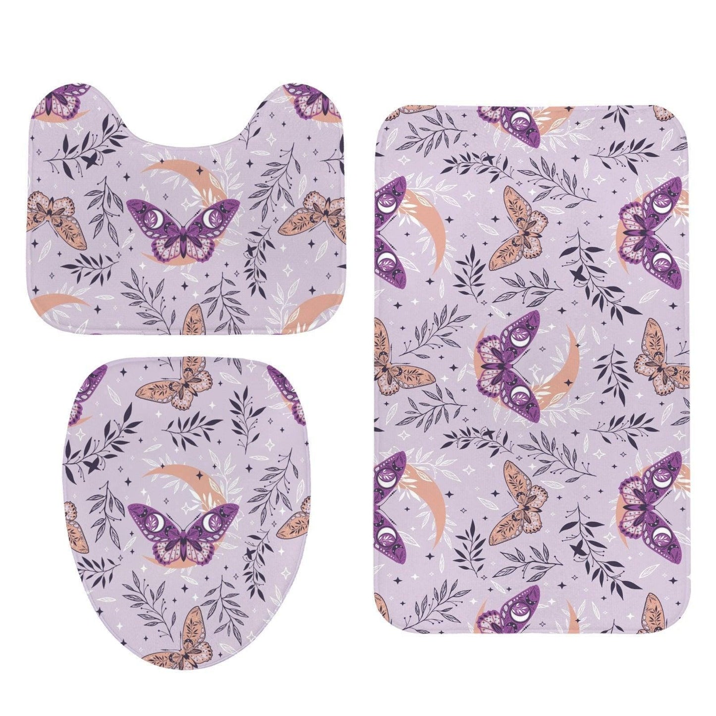 Lavender Moth 3-Piece Bathroom Rug Set
