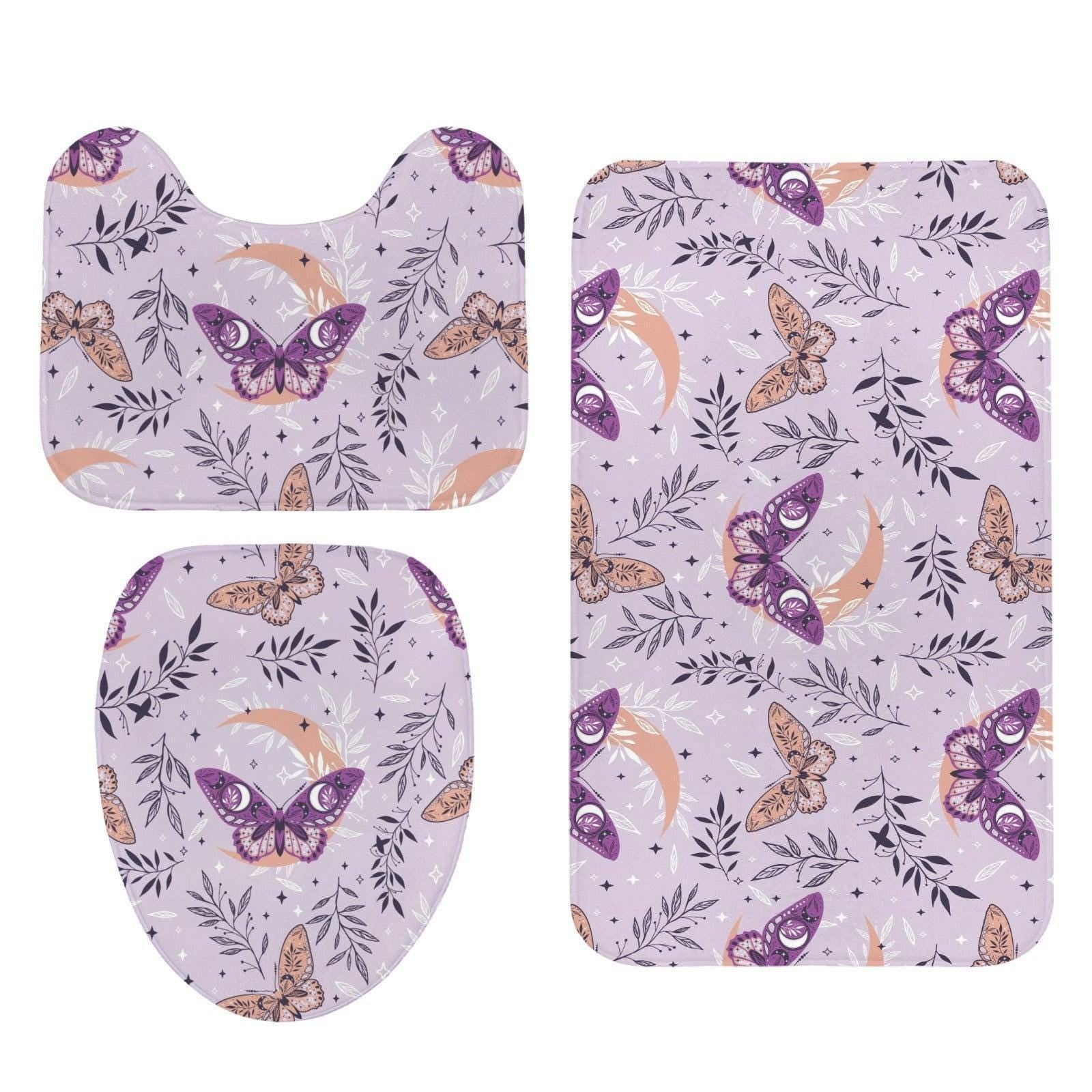 Lavender Moth 3-Piece Bathroom Rug Set