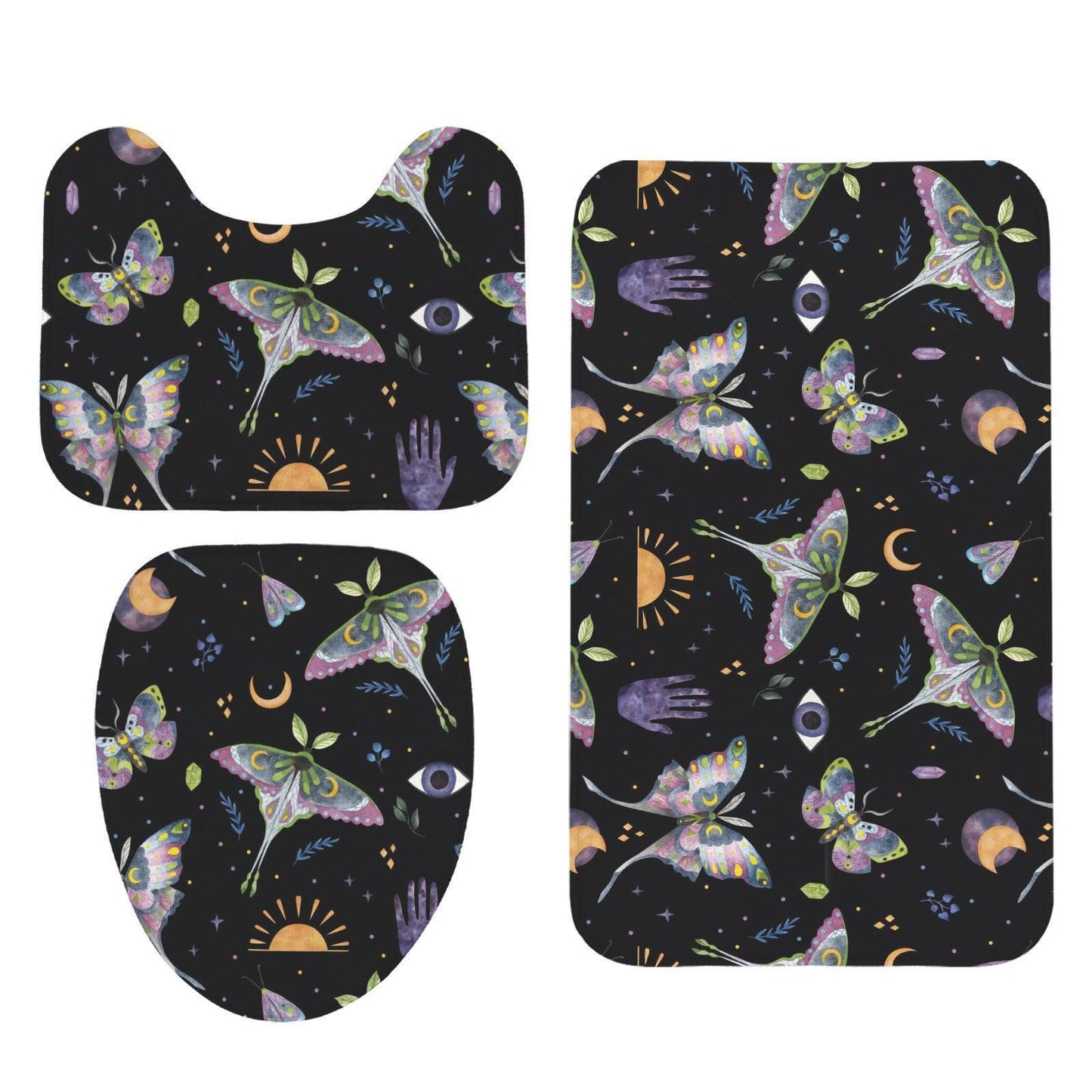Whimsigoth Moth 3-Piece Bathroom Rug Set