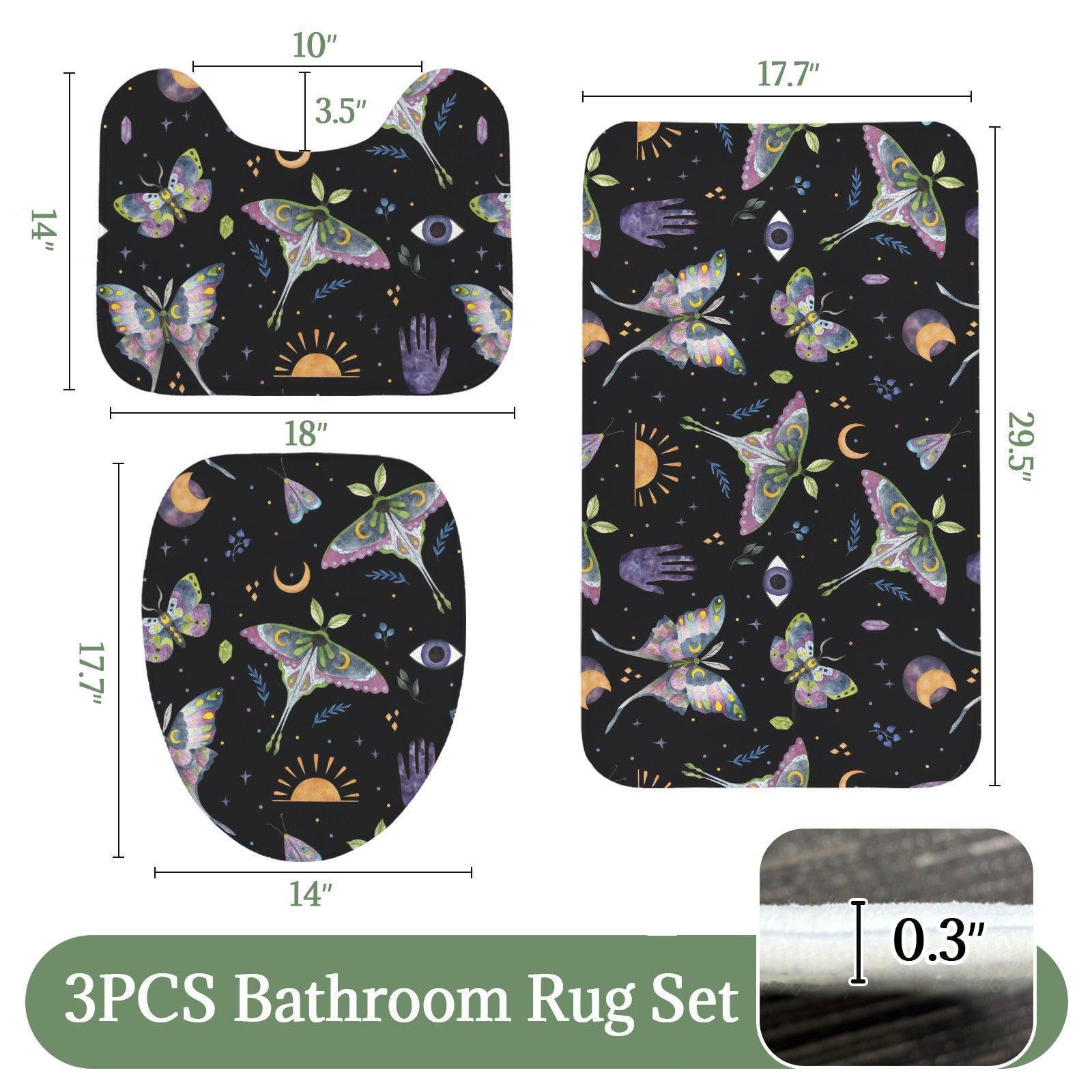 Whimsigoth Moth 3-Piece Bathroom Rug Set