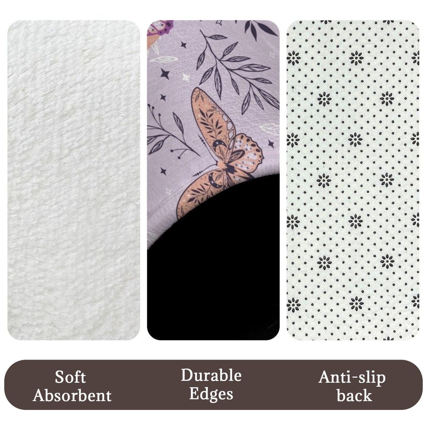 Lavender Moth 3-Piece Bathroom Rug Set