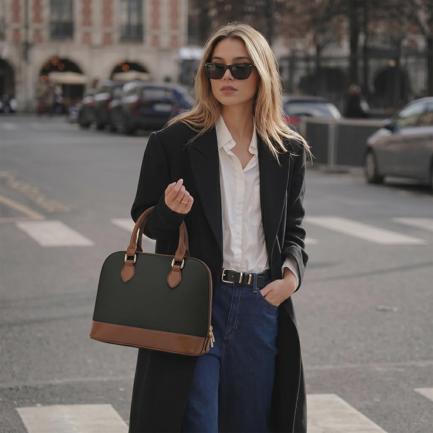 1452. Classic PU Leather Dome Handbag