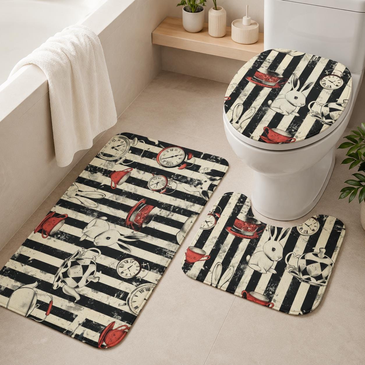Alice in Wonderland 3-Piece Bathroom Rug Set