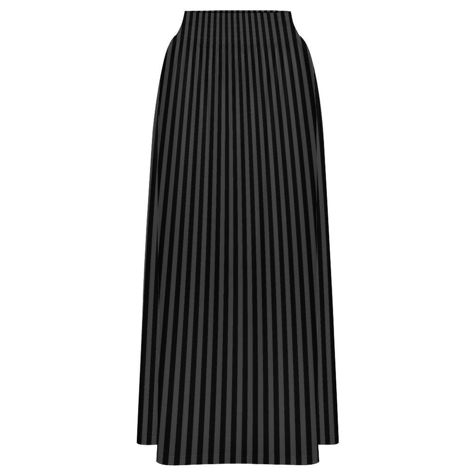 Black Striped Maxi Skirt, High Waist, Flowy Alternative Style