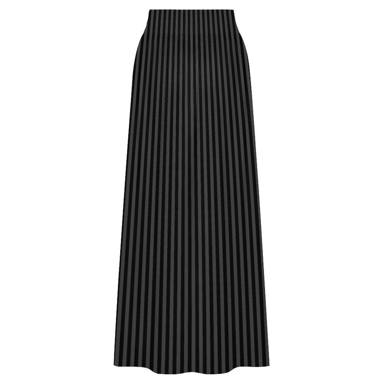 Black Striped Maxi Skirt, High Waist, Flowy Alternative Style