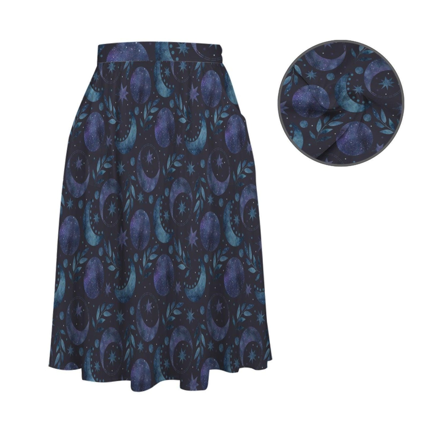 Navy Celestial Moon Maxi Dress, Sleeveless Lunar Vine Pockets