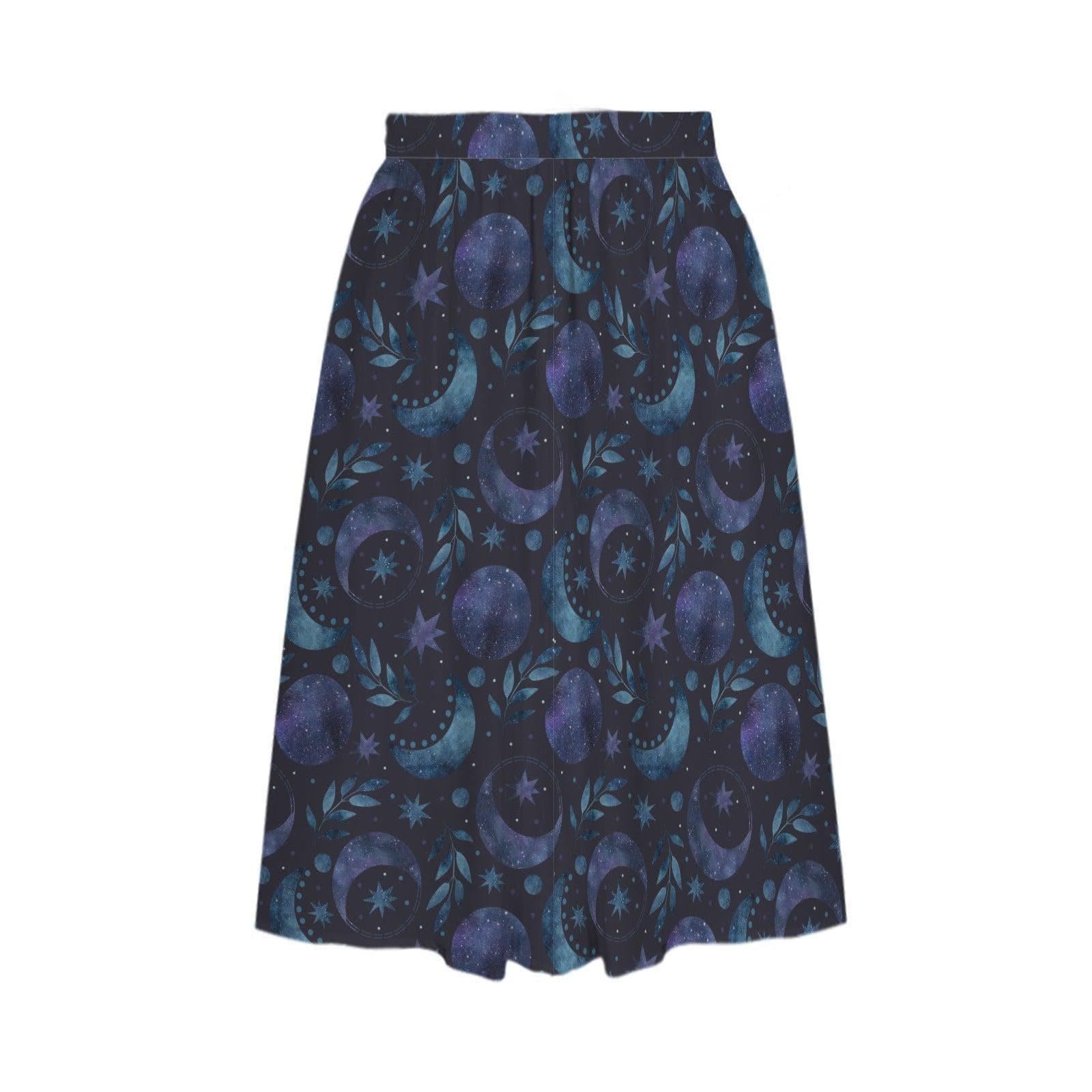 Navy Celestial Moon Maxi Dress, Sleeveless Lunar Vine Pockets