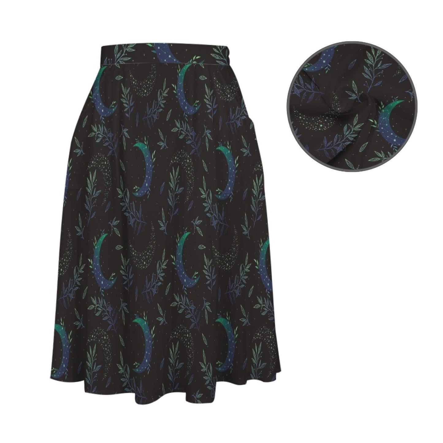 Crescent Moon Midi Skirt with Pockets, Witchy Celestial Fall Outfit