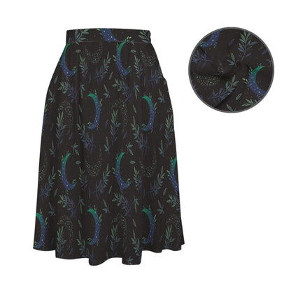 Crescent Moon Midi Skirt with Pockets, Witchy Celestial Fall Outfit