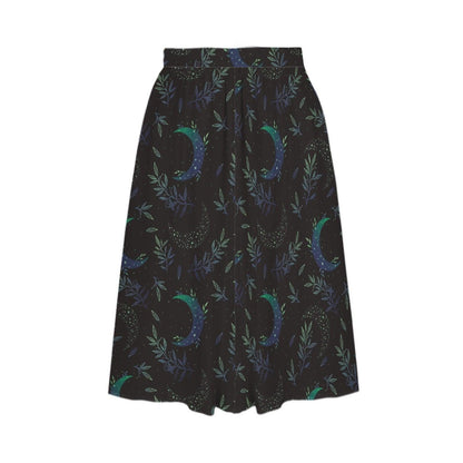 Crescent Moon Midi Skirt with Pockets, Witchy Celestial Fall Outfit