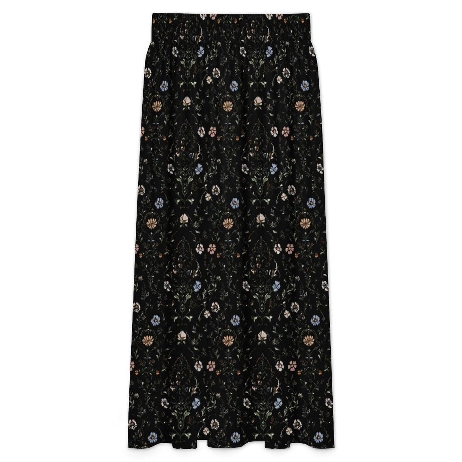 Gothic Floral Maxi Skirt, Moody Garden Print, Dark Cottagecore A-Line